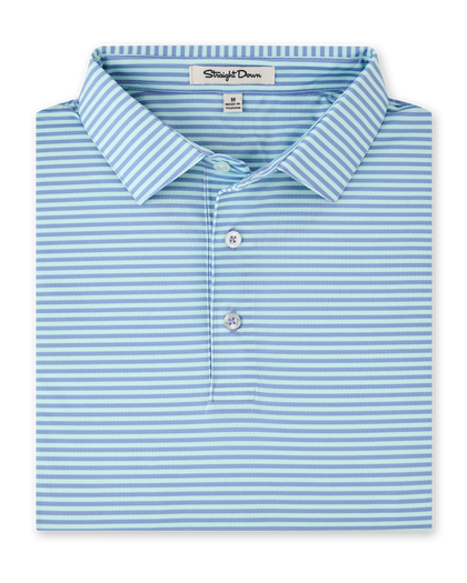 Men’s Del Mar Stripe Polo in mint tea, folded view