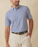 Del Mar Stripe Polo in Moonlight Blue, front lifestyle view on model