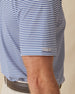 Del Mar Stripe Polo in Moonlight Blue, sleeve detail with logo tab