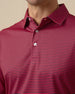 Del Mar Stripe Polo in New Indigo / Flag Red, collar detail close-up view