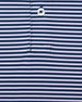 Del Mar Stripe Polo in new indigo and lilac, close-up of micro-stripe fabric and button detail