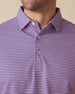 Del Mar Stripe Polo in Pink Floyd/Moonlight, close-up collar and placket detail