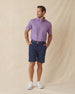 Del Mar Stripe Polo in Pink Floyd/Moonlight, full outfit model view styled with navy shorts