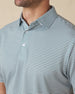 Del Mar Stripe Polo in Sage Green, close-up detail of collar and striped fabric