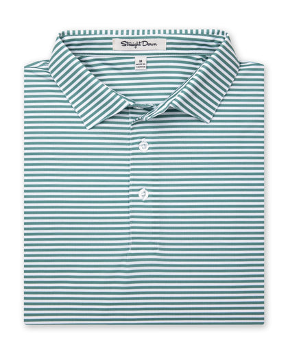 Del Mar Stripe Polo in Sage Green, folded front product view