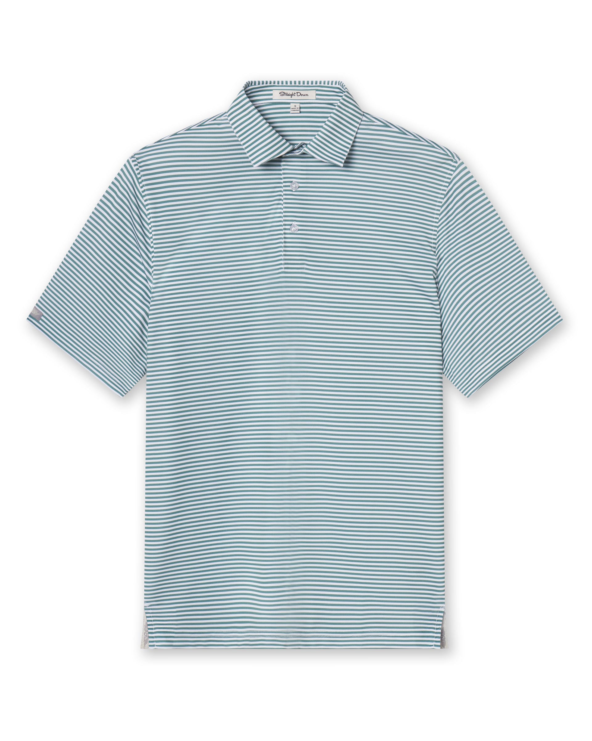 Del Mar Stripe Polo in Sage Green, front flat lay product view