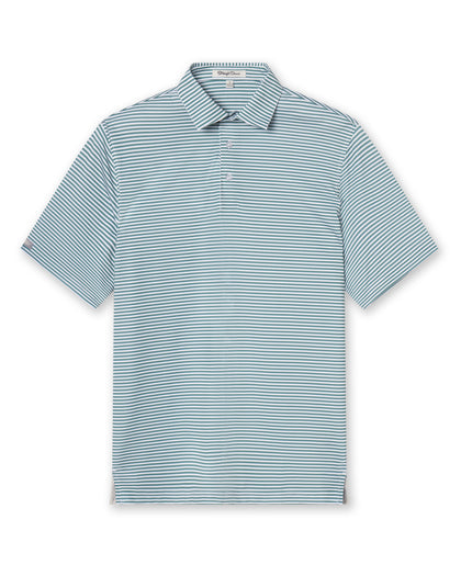 Del Mar Stripe Polo in Sage Green, front flat lay product view