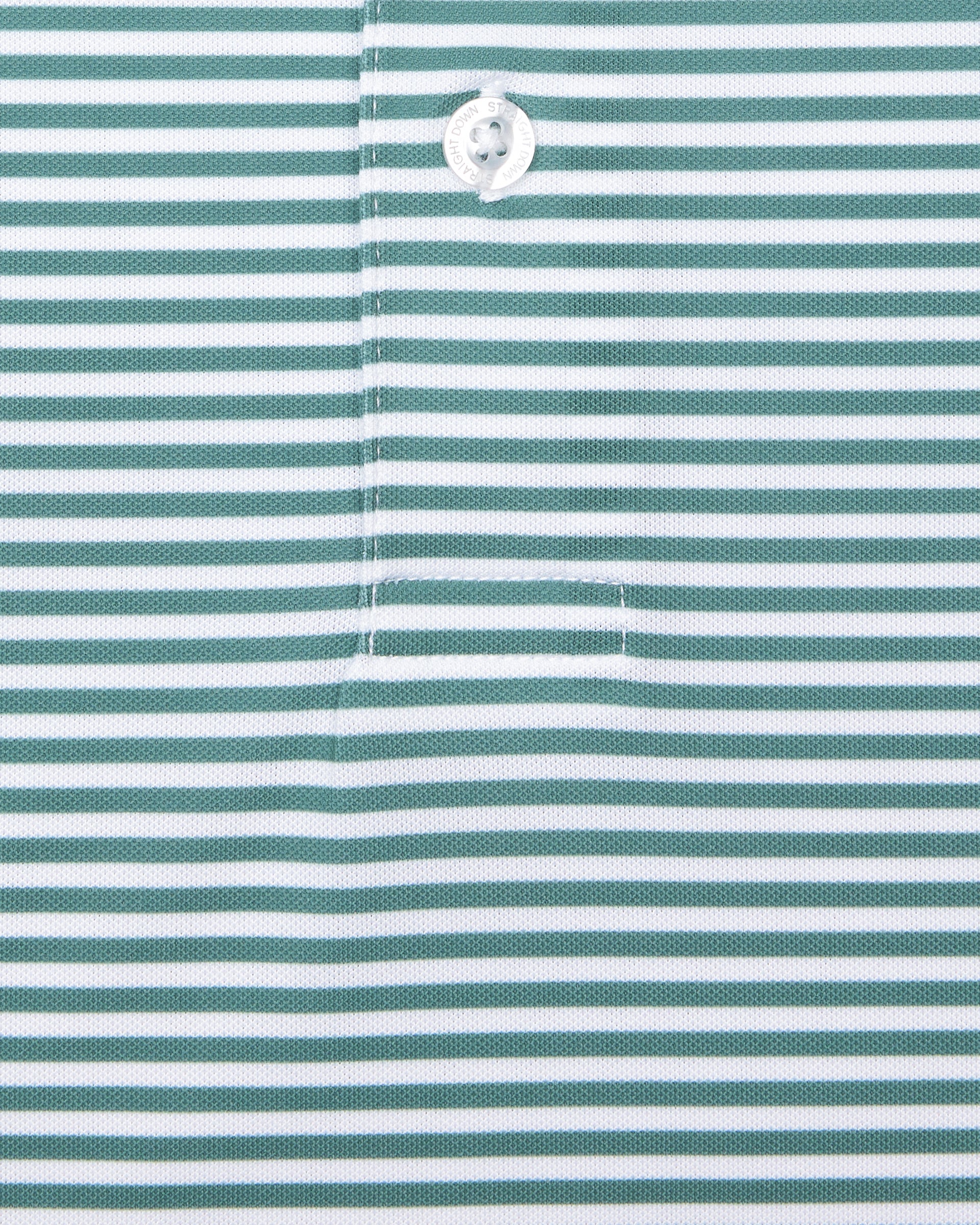 Del Mar Stripe Polo in Sage Green, close-up detail of striped fabric and placket