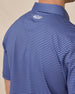Del Mar Stripe Polo in Tidal Blue, back logo detail close-up
