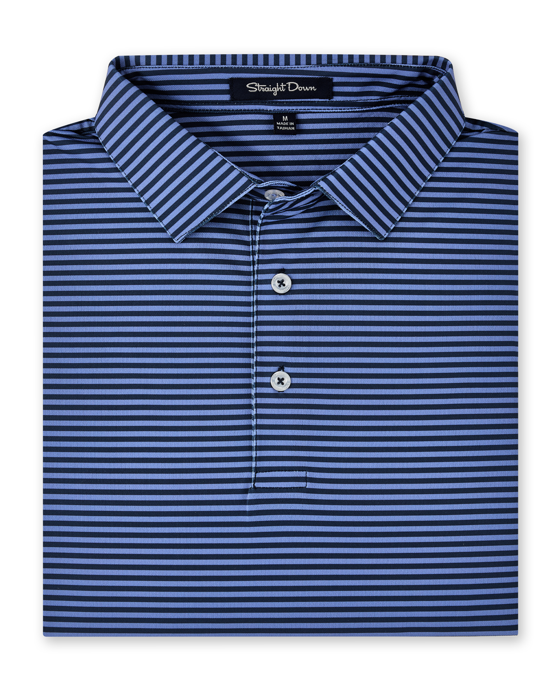 Men’s Del Mar Stripe Polo in tidal, folded view