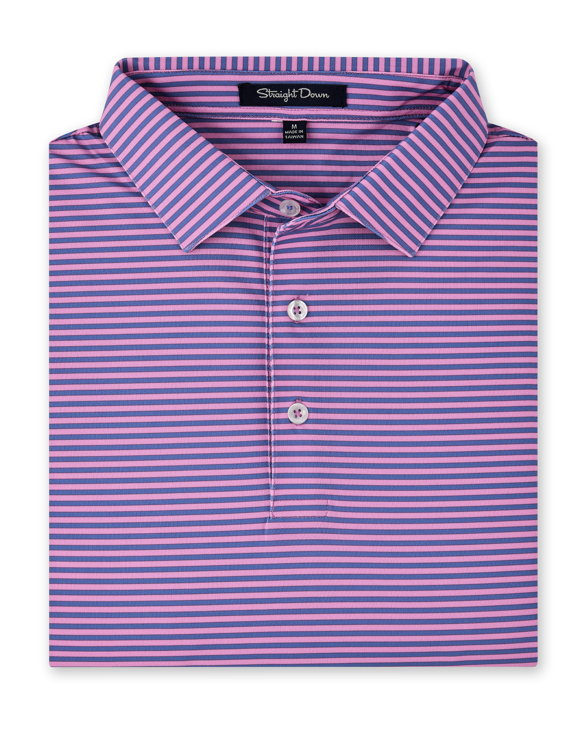 Del Mar Stripe Polo in punch, folded view