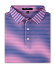 Del Mar Stripe Polo in punch, folded view