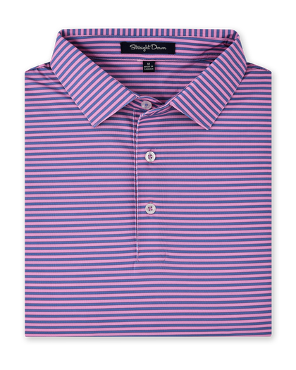 Del Mar Stripe Polo in punch, folded view