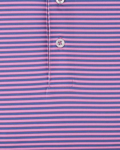Del Mar Stripe Polo in punch, stripe detail view