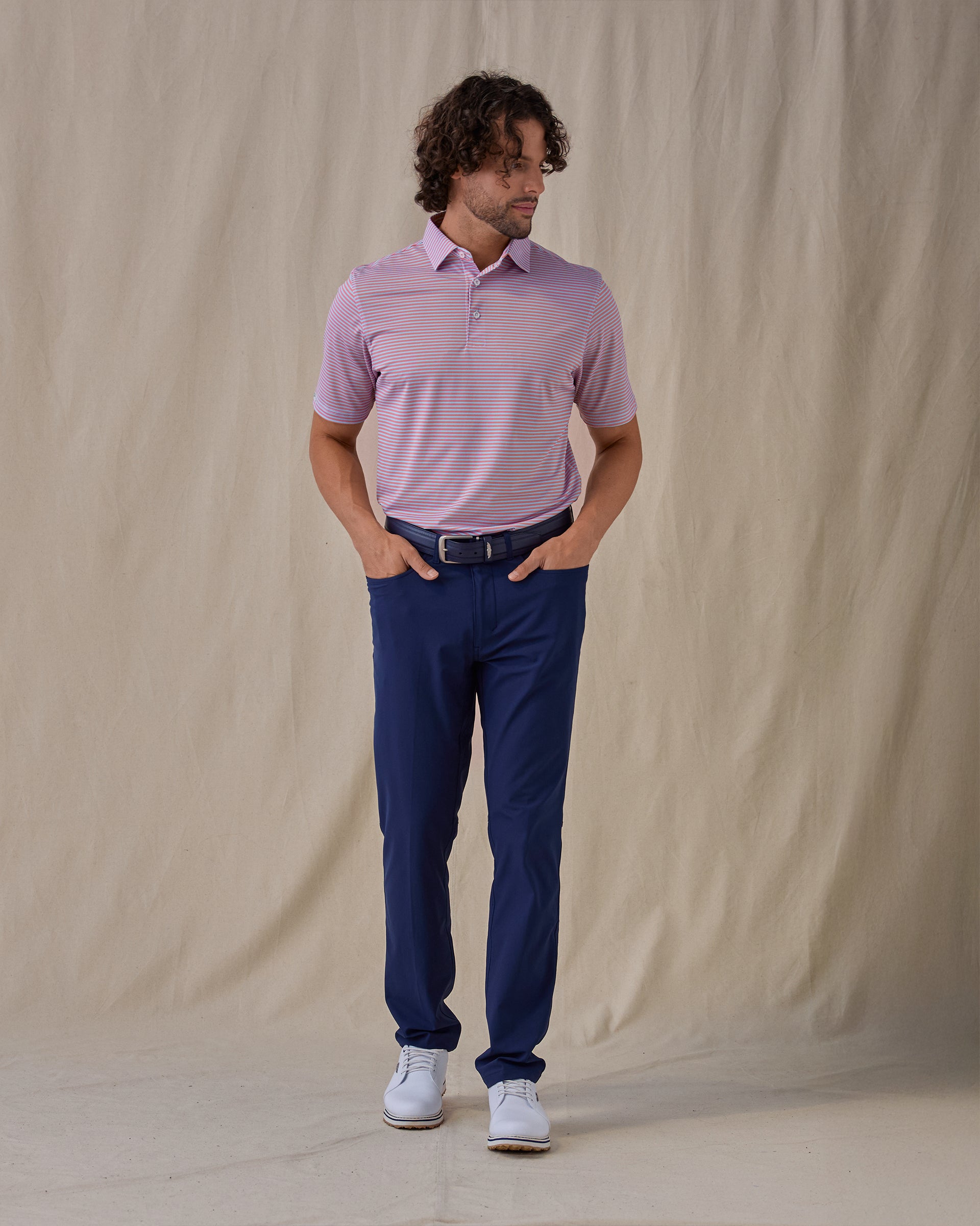 Del Mar Stripe Polo - Cool Blue
