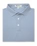 Del Mar Stripe Polo in Moonlight Blue, folded front product view