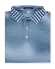 Del Mar Stripe Polo in new indigo, folded front view
