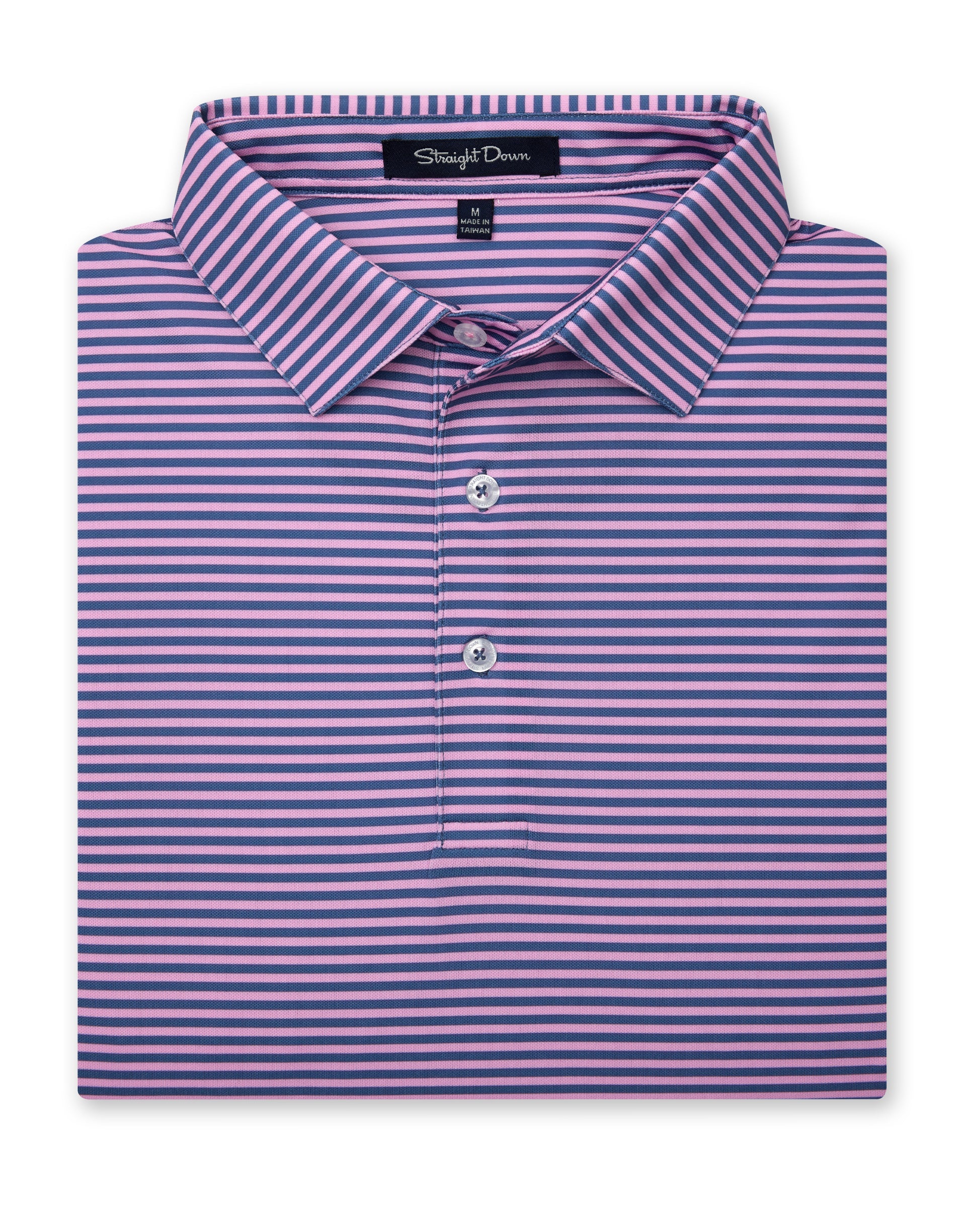 Del Mar Stripe Polo in Pink Floyd/Moonlight, folded front product view