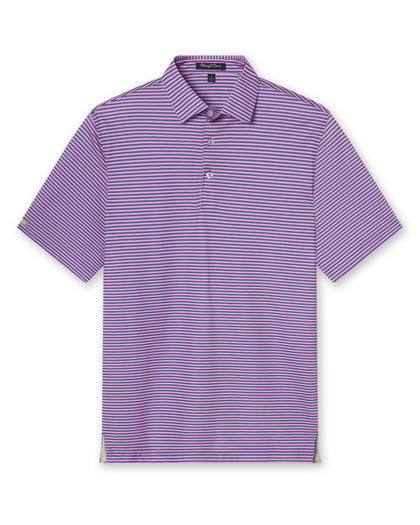 Del Mar Stripe Polo in Pink Floyd/Moonlight, front flat lay product view