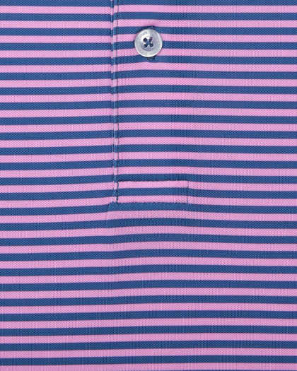 Del Mar Stripe Polo in Pink Floyd/Moonlight, close-up striped fabric detail