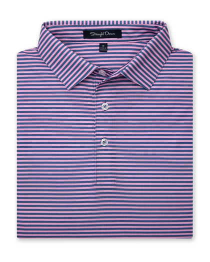 Del Mar Stripe Polo in Pink Floyd / Moonlight, folded front view
