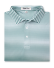 Del Mar Stripe Polo in sage green, folded front view