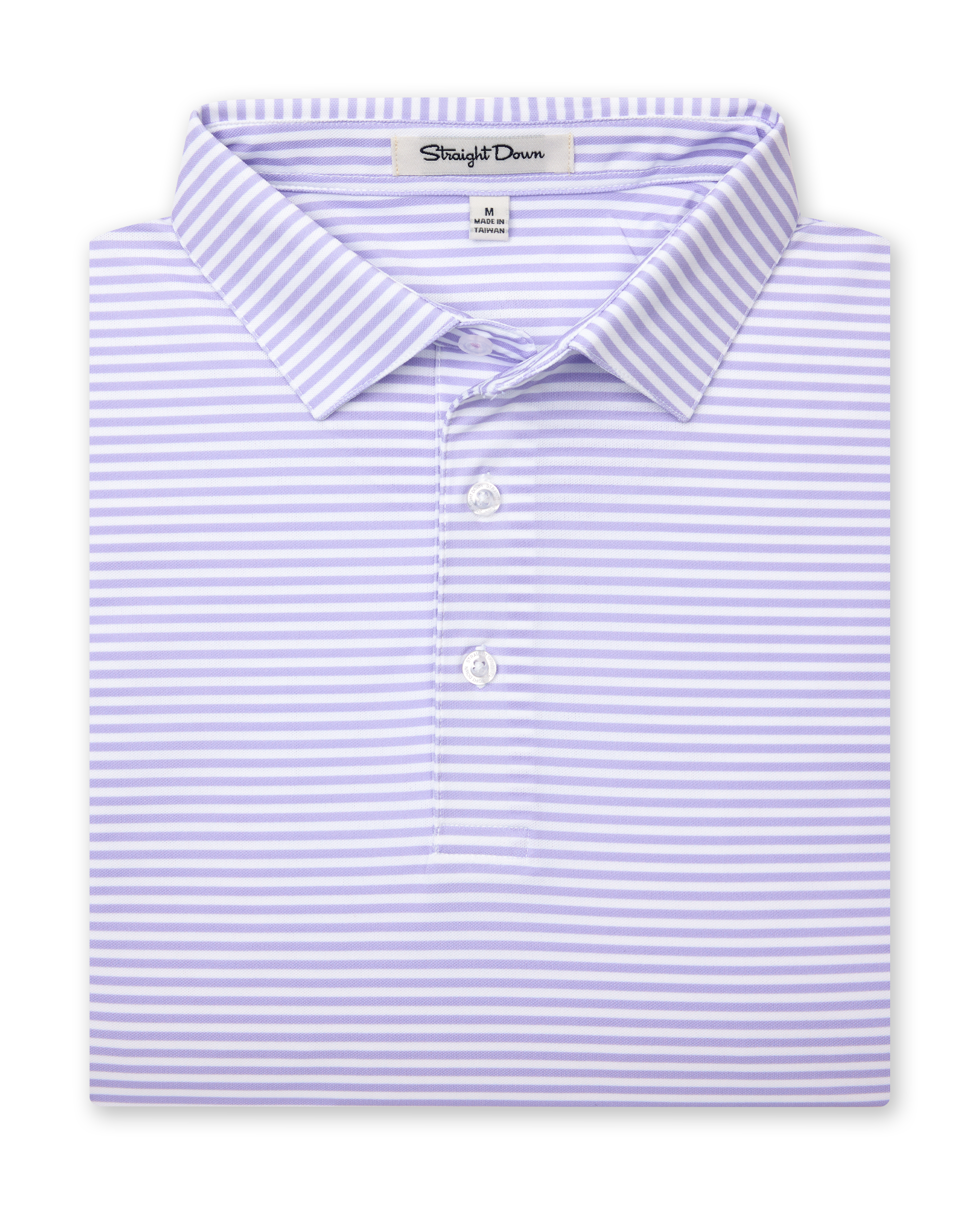 Del Mar Stripe Polo in Violet, folded front view