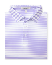 Del Mar Stripe Polo in Violet, folded front view