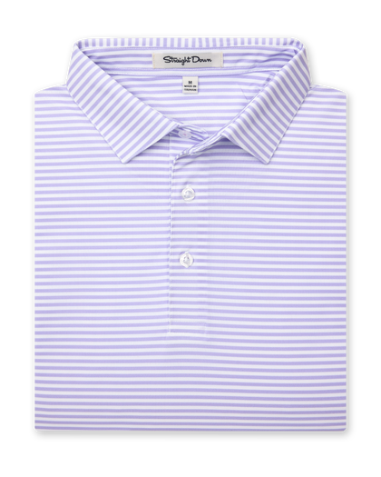 Del Mar Stripe Polo in Violet, folded front view