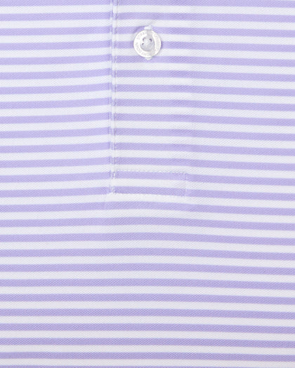 Del Mar Stripe Polo in violet, stripe and fabric detail