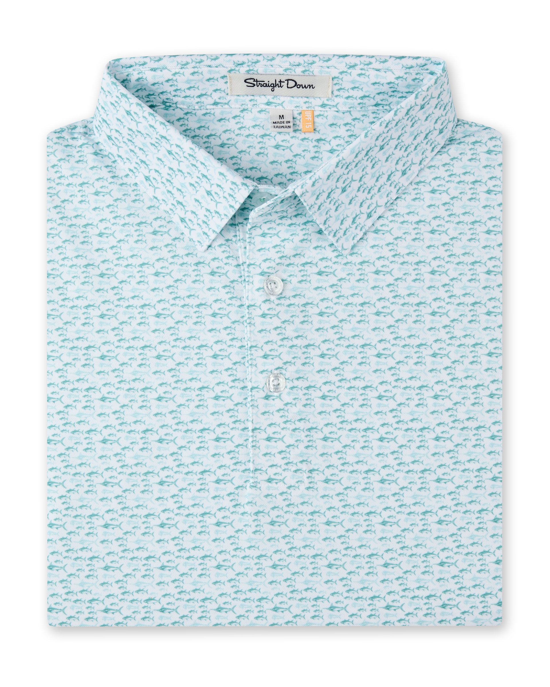 Angler Polo in Sea Green, folded front product view