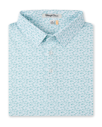 Angler Polo in Sea Green, folded front product view