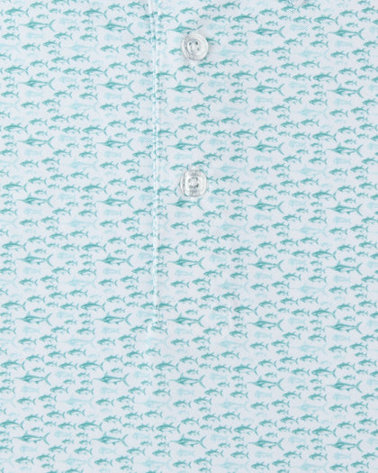Angler Polo in Sea Green, folded front product view
