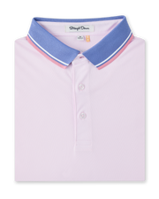 Chorro Polo in Lilac folded to showcase the soft lilac body and contrast collar