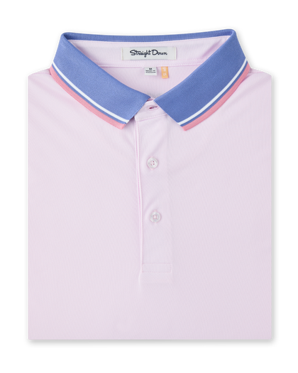 Chorro Polo in Lilac folded to showcase the soft lilac body and contrast collar