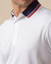 Chorro Polo in White with New Indigo collar and red trim, collar detail view