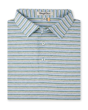 Oceano Stripe Polo in Sea Green, folded front product view