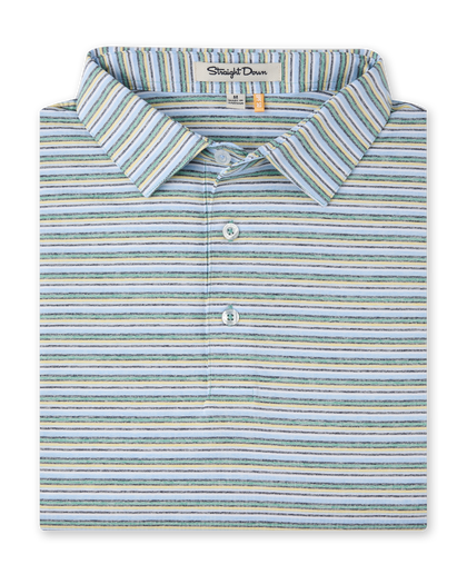 Oceano Stripe Polo in Sea Green, folded front product view