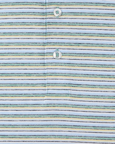 Oceano Stripe Polo in Sea Green, stripe detail close-up view