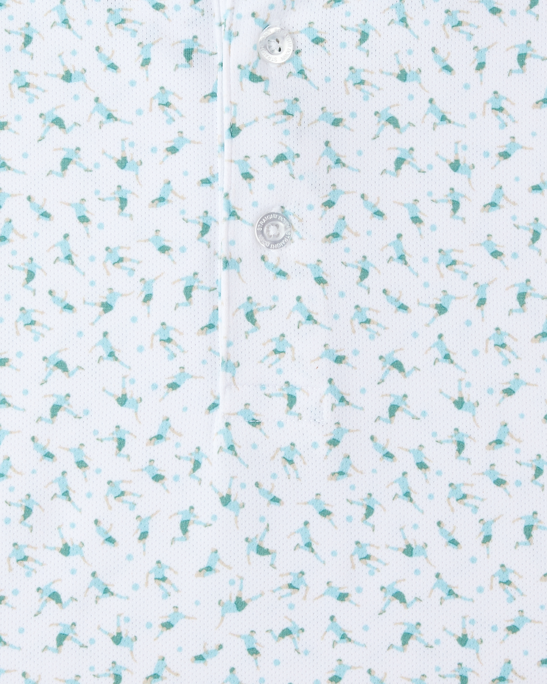 Cup Final Polo in Green Stone, soccer player print detail close-up view