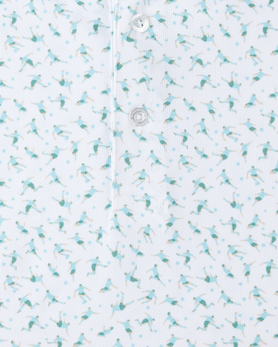 Cup Final Polo in Green Stone, soccer player print detail close-up view