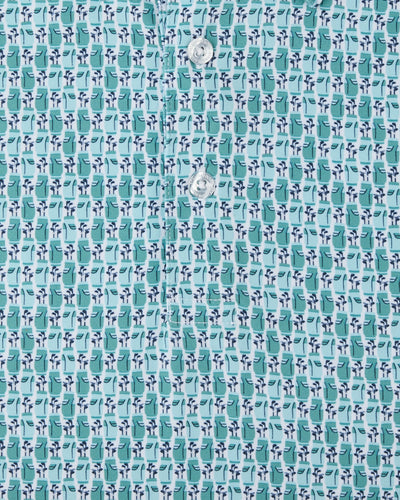 Bagman Polo in Green Stone, golf bag print detail close-up view