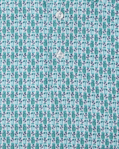 Bagman Polo in Green Stone, golf bag print detail close-up view