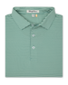 Folded polo with green and white thin stripes and front placket.