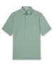 Men's Peninsula Stripe Polo in Celery, flat lay front view featuring a green and white micro stripe pattern 