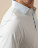 Peninsula Stripe Polo in Nantucket Blue, collar detail view