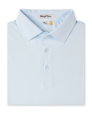 Peninsula Stripe Polo in Nantucket Blue, folded front product view