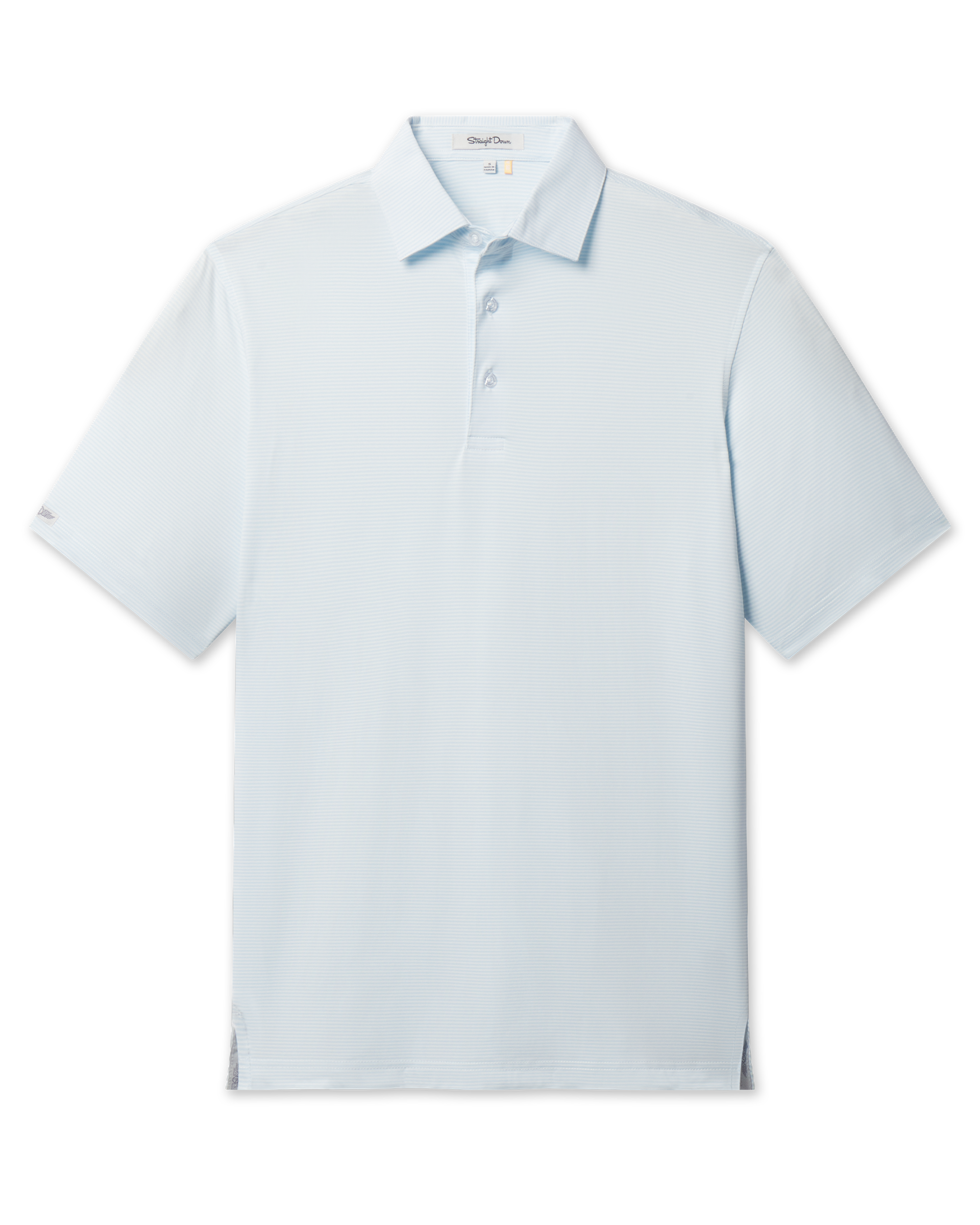 Peninsula Stripe Polo in Nantucket Blue, front flat lay product view