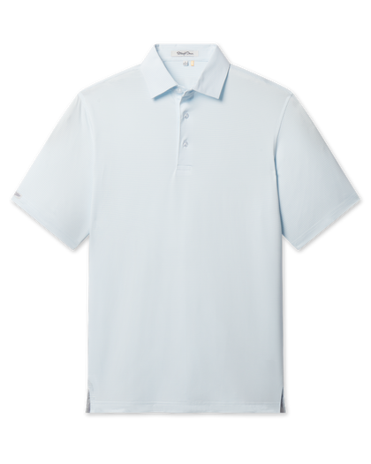 Peninsula Stripe Polo in Nantucket Blue, front flat lay product view