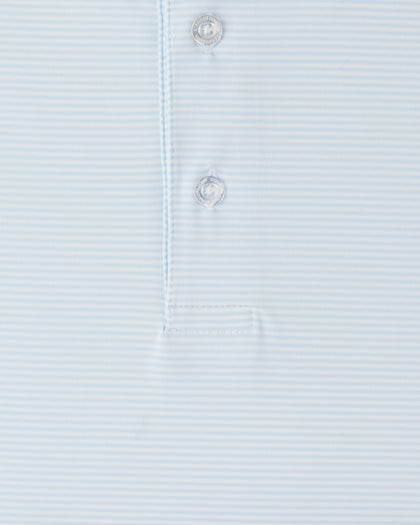 Peninsula Stripe Polo in Nantucket Blue, stripe detail close-up view
